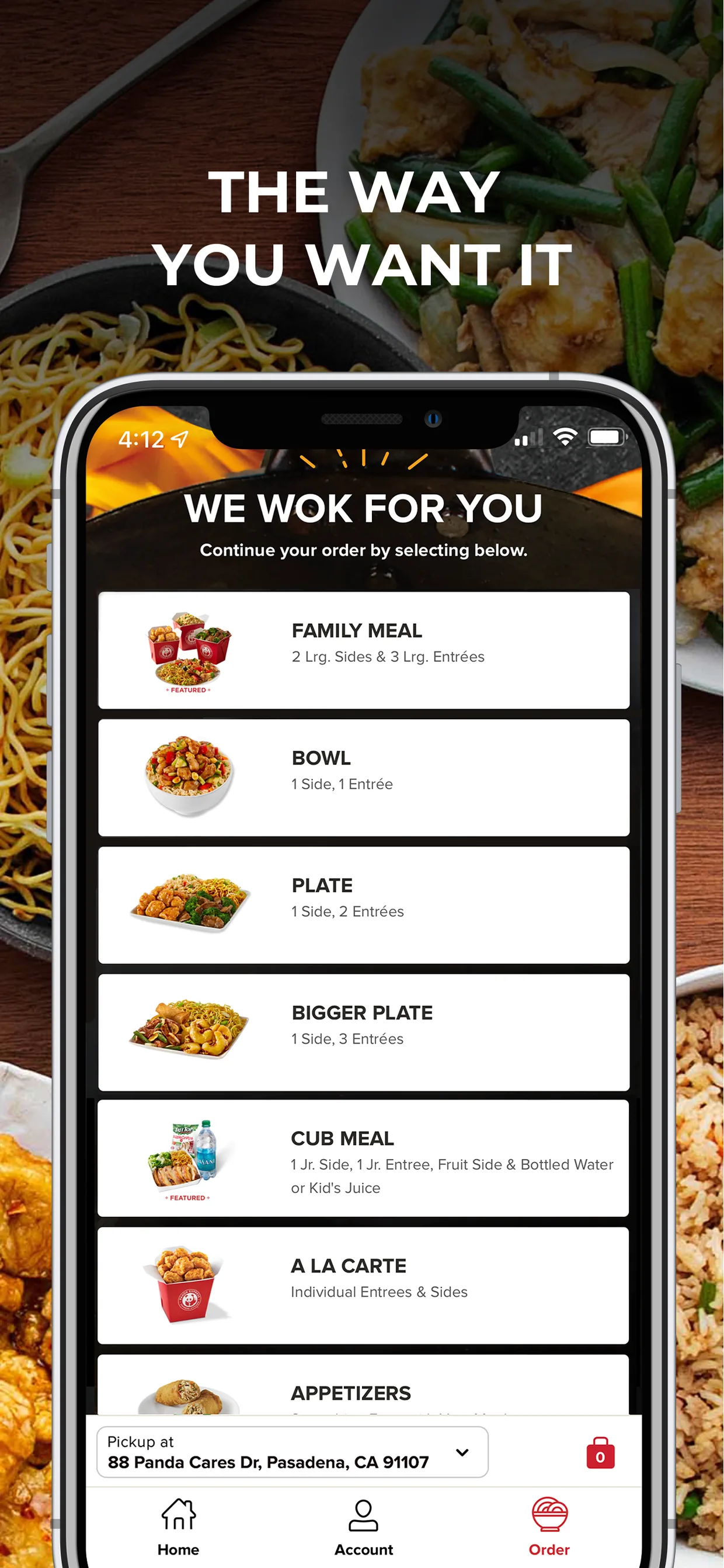 App Store screenshot — menu categories