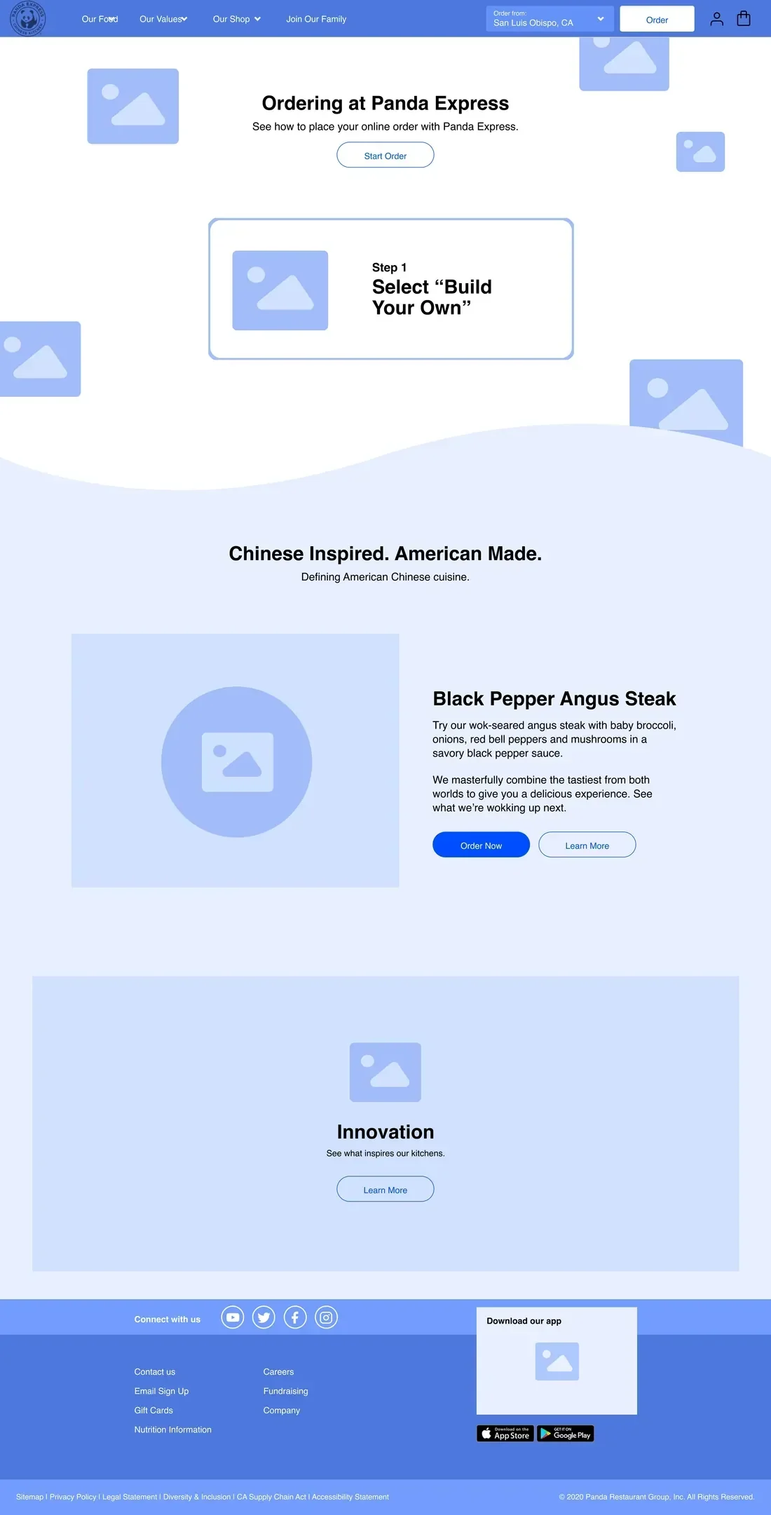 Our Food page design