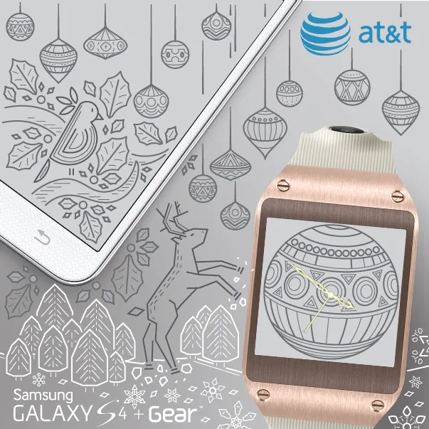 Galaxy S4 + Gear holiday post, co-branded with AT&T