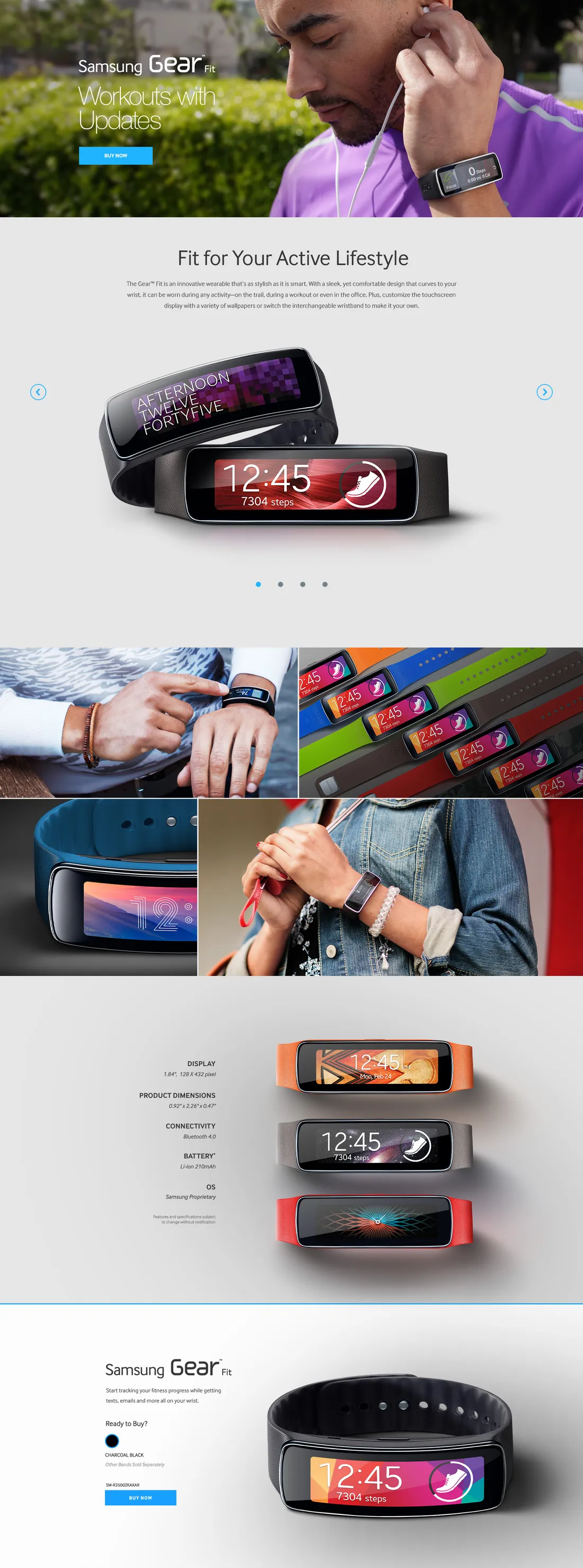 Samsung Gear Fit product page — “Fit for Your Active Lifestyle”