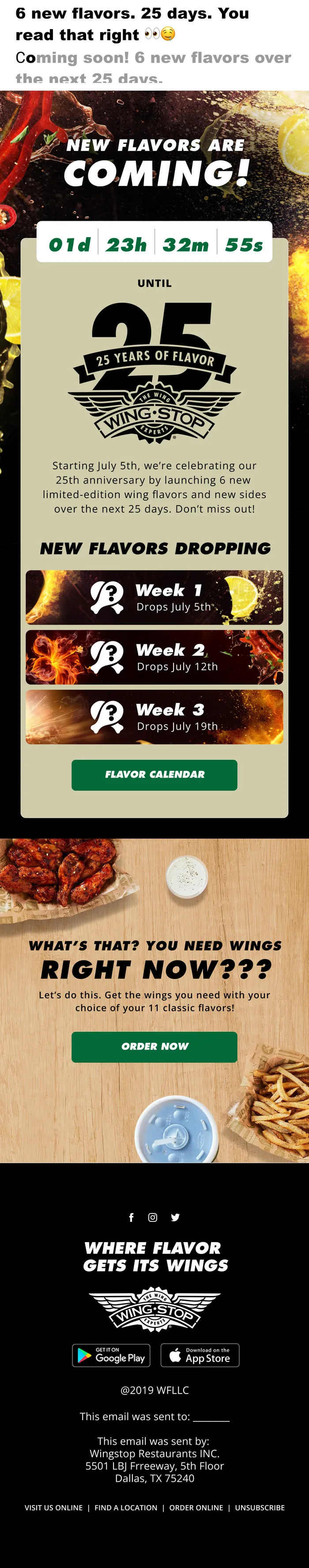 Wingstop CRM campaign email