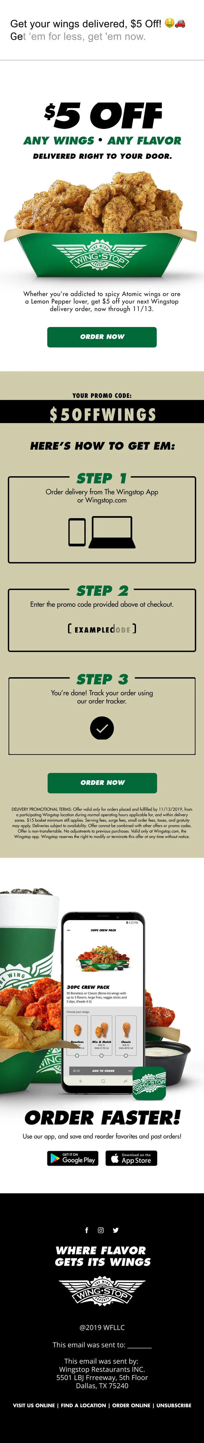 Wingstop CRM campaign email