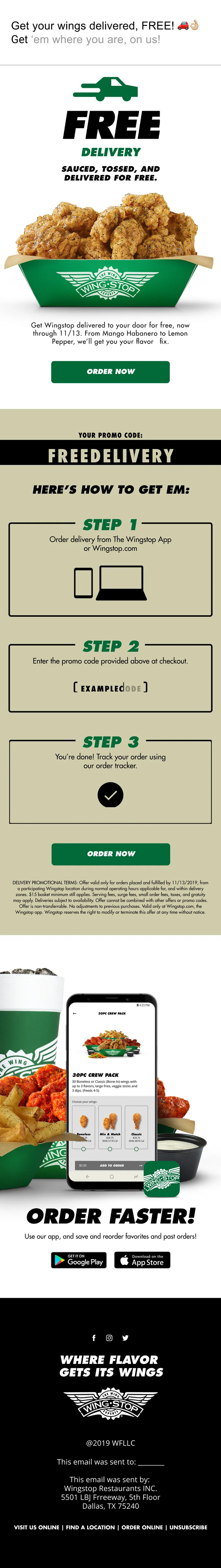 Wingstop CRM campaign email