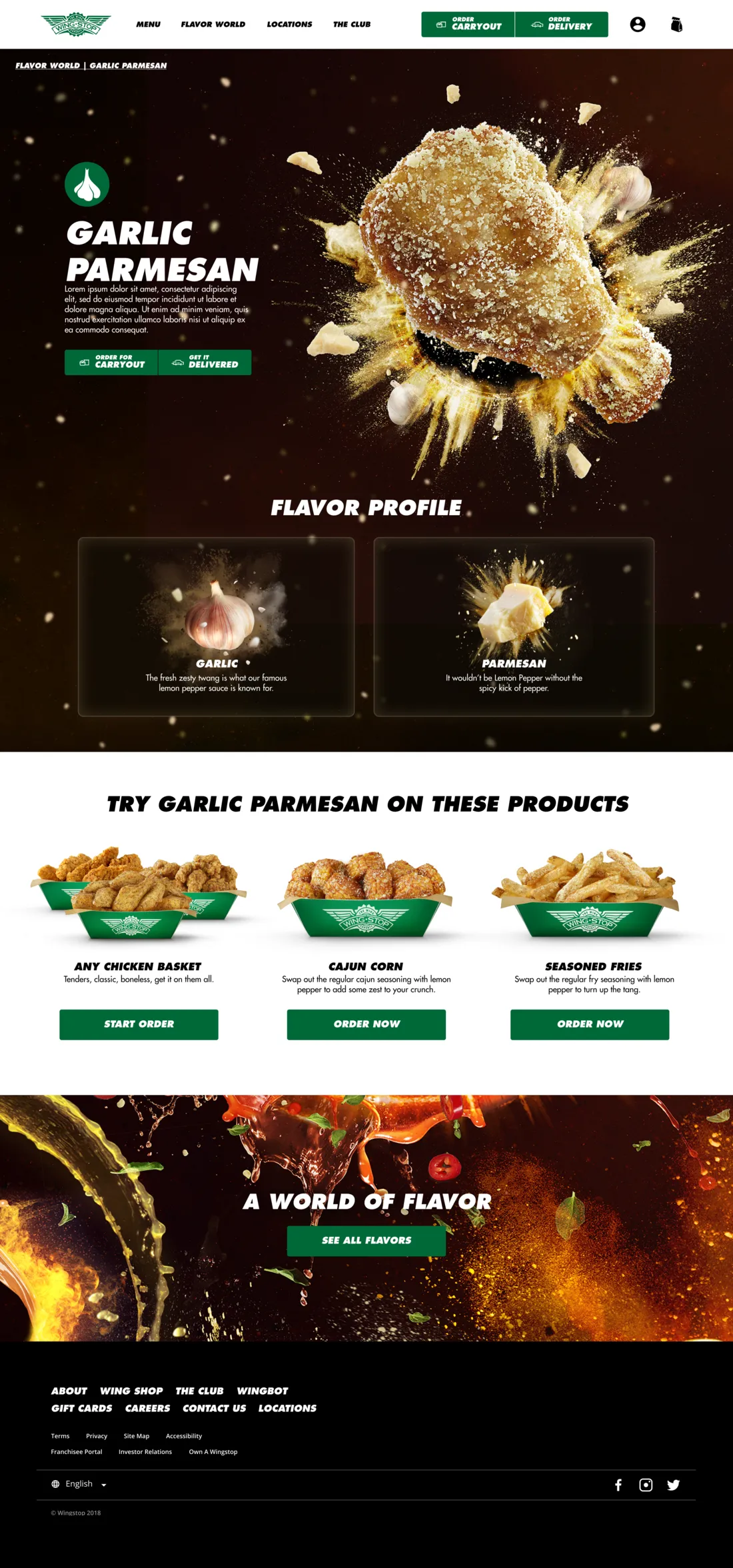Wingstop flavor landing page