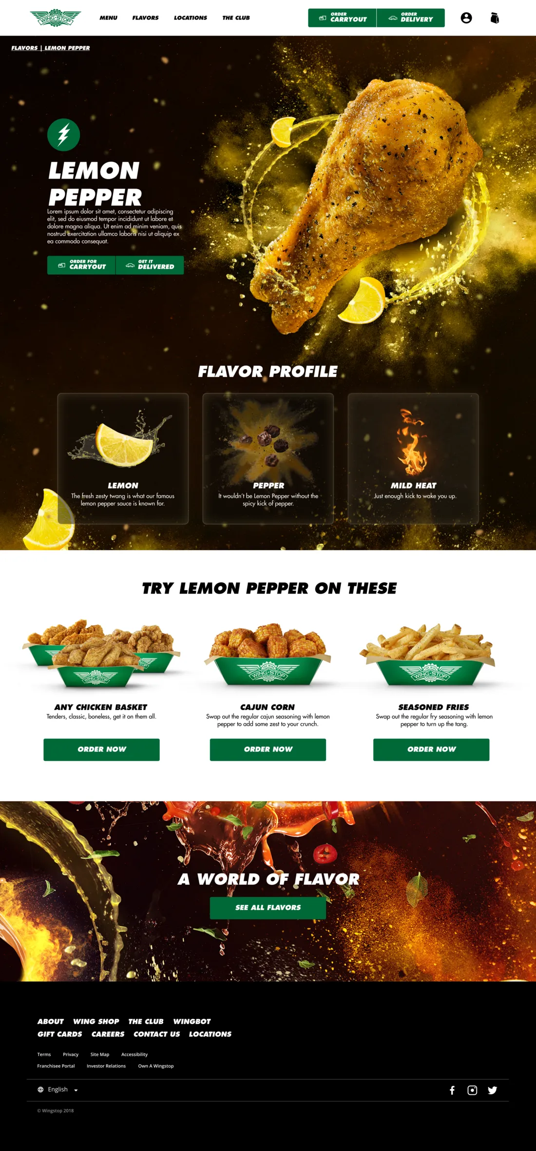 Wingstop flavor landing page