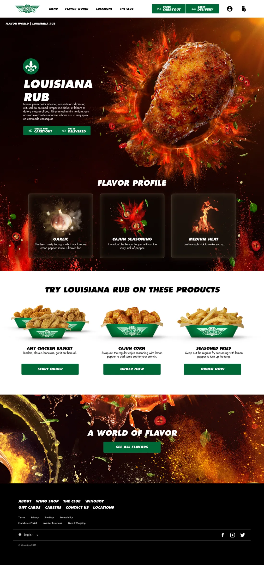 Wingstop flavor landing page